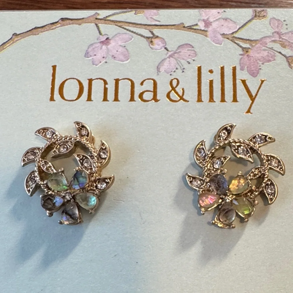 Lonna & Lilly Metal-Tone Floral Earrings with Multicolor beads - Picture 3 of 8